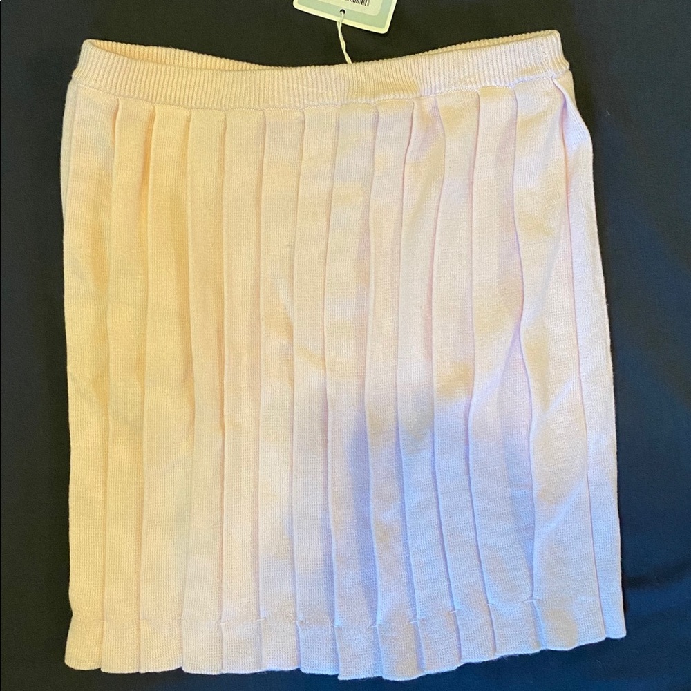 $68 NWT Best & Co 6 Pleated Sweater Soft Pink Skirt Knit Cotton Classic Twirl